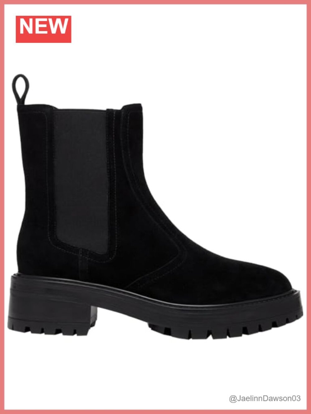 PAIGE Bowie Ankle Boot Black Water-Resistant Suede Leather Chelsea Lug Sole